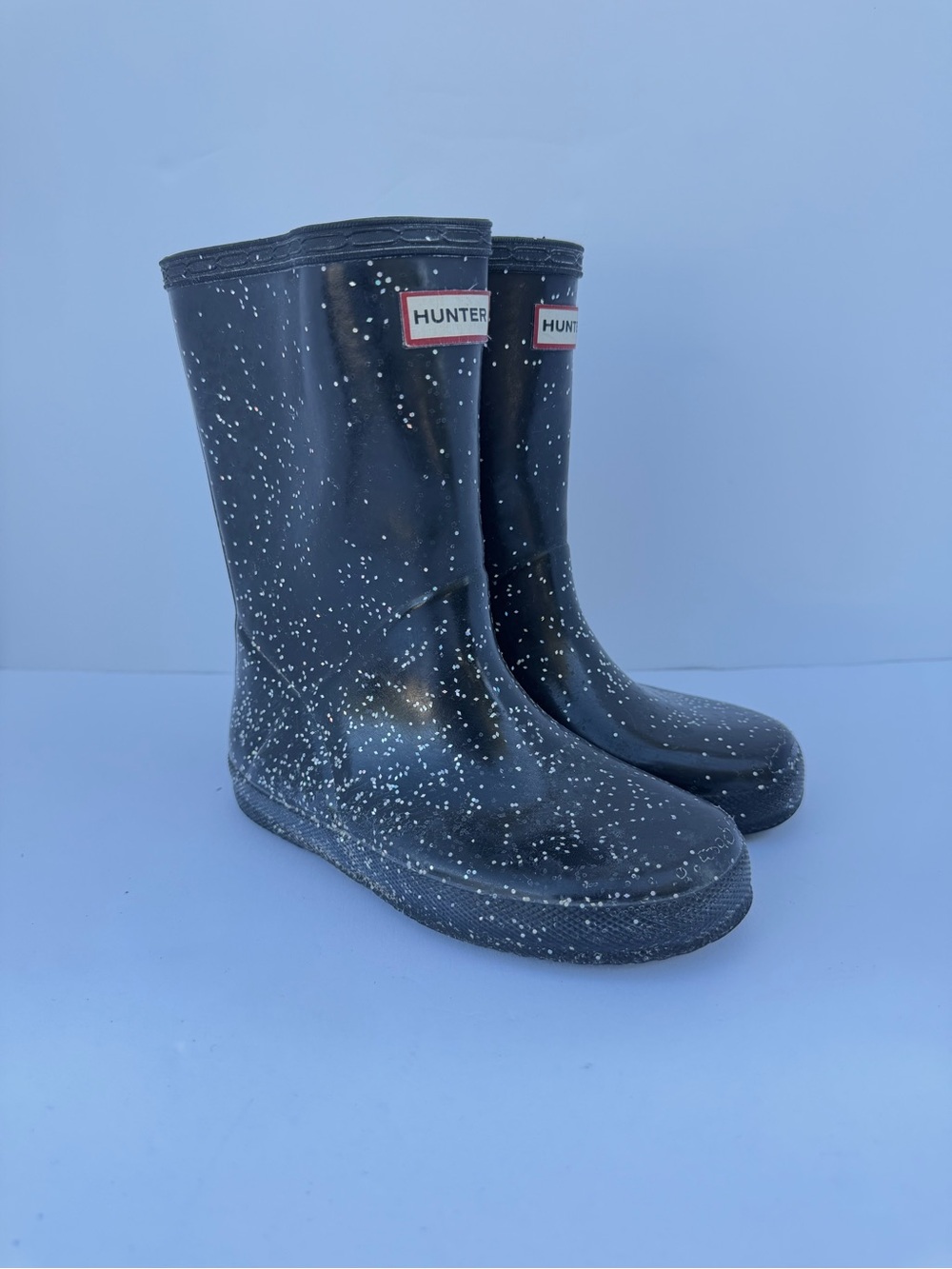 Hunter Kids First Classic Giant Glitter Black Rain Boots